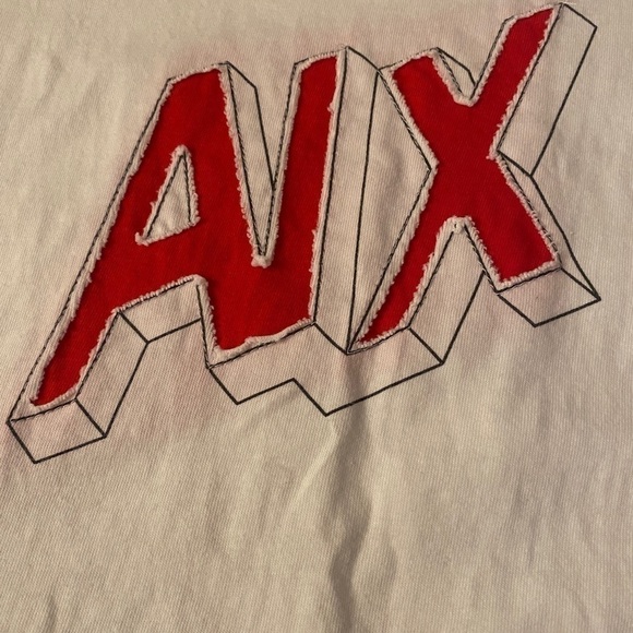 Armani Exchange Large Icon Logo Short-Sleeve Tee Red Material Sown for Letters - Picture 5 of 11